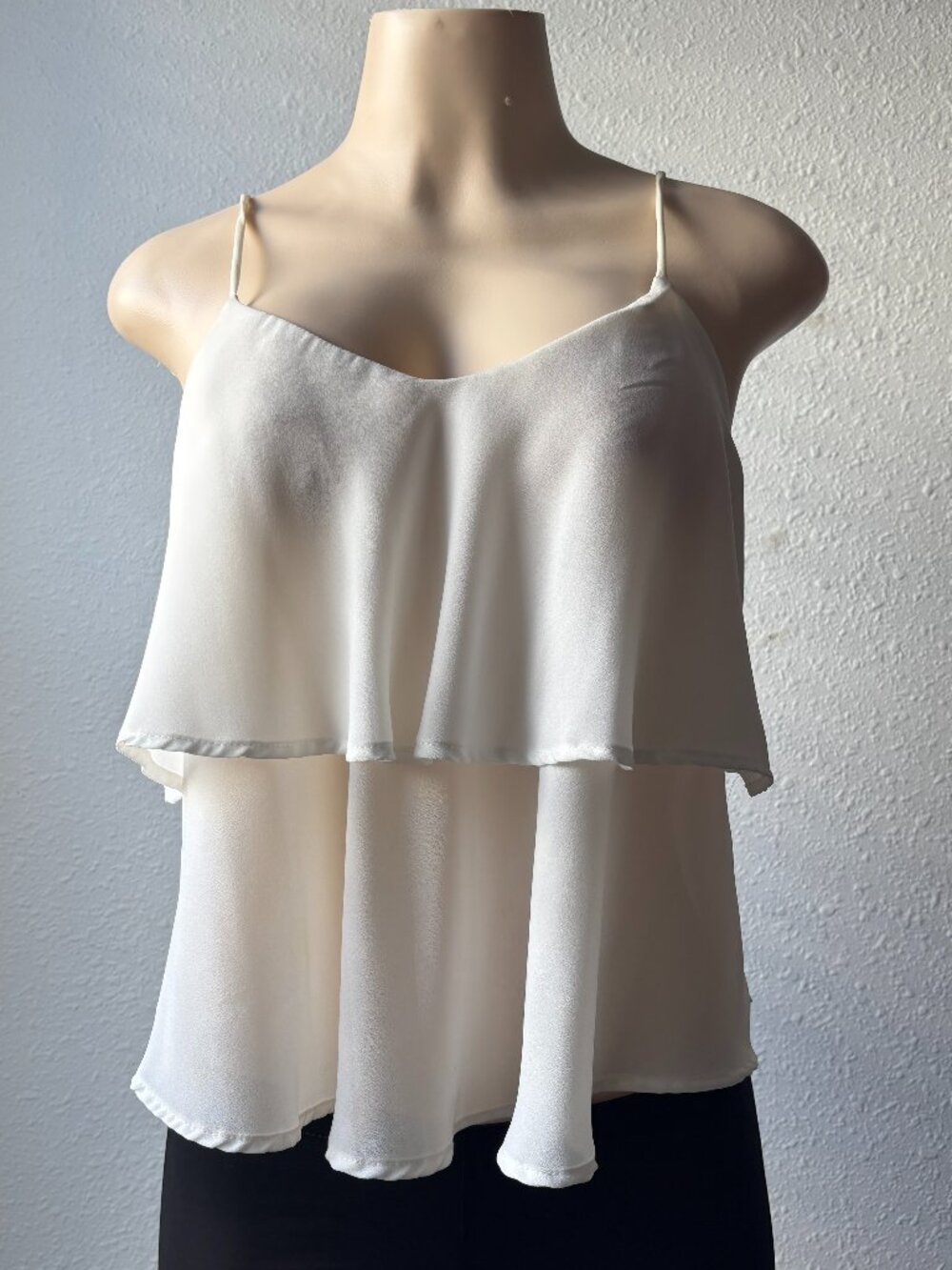 minimalist layered white chiffon camisole spaghetti strap casual top small